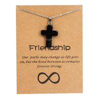 Simple Style Cross Stainless Steel Natural Stone Titanium Steel Plating Pendant Necklace sku image 2
