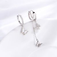 1 Pair Lady Butterfly Plating Inlay Sterling Silver Artificial Gemstones 18k Gold Plated Earrings main image 4