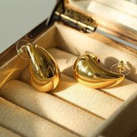 1 Pair Simple Style Water Droplets Plating Metal 18k Gold Plated Ear Studs main image 1