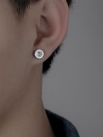 1 Piece Casual Hip-hop Round Solid Color Inlay Stainless Steel Diamond Ear Studs main image 5