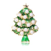 Cute Christmas Tree Alloy Inlay Artificial Pearls Unisex Brooches sku image 1