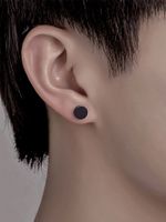 1 Piece Casual Hip-hop Round Solid Color Inlay Stainless Steel Diamond Ear Studs main image 6