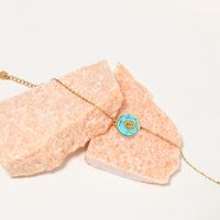 Modern Style Oval Eye Stainless Steel Plating Inlay Turquoise Gold Plated Bracelets Necklace main image 5