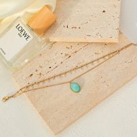 Modern Style Oval Eye Stainless Steel Plating Inlay Turquoise Gold Plated Bracelets Necklace main image 3