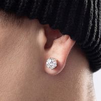 1 Piece Casual Hip-hop Round Solid Color Inlay Stainless Steel Diamond Ear Studs main image 9