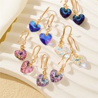 1 Pair Casual Elegant Modern Style Geometric Heart Shape Flower Copper Zircon Gold Plated Drop Earrings main image 3