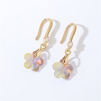 1 Pair Casual Elegant Modern Style Geometric Heart Shape Flower Copper Zircon Gold Plated Drop Earrings sku image 4