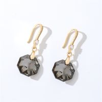 1 Pair Casual Elegant Modern Style Geometric Heart Shape Flower Copper Zircon Gold Plated Drop Earrings sku image 8