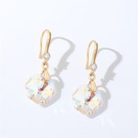 1 Pair Casual Elegant Modern Style Geometric Heart Shape Flower Copper Zircon Gold Plated Drop Earrings sku image 10