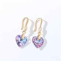 1 Pair Casual Elegant Modern Style Geometric Heart Shape Flower Copper Zircon Gold Plated Drop Earrings sku image 14