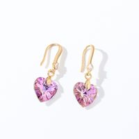 1 Pair Casual Elegant Modern Style Geometric Heart Shape Flower Copper Zircon Gold Plated Drop Earrings sku image 15