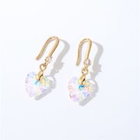 1 Pair Casual Elegant Modern Style Geometric Heart Shape Flower Copper Zircon Gold Plated Drop Earrings sku image 17