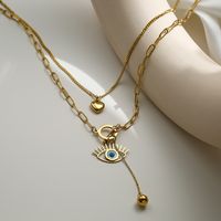Wholesale Retro Streetwear Devil'S Eye Heart Shape 304 Stainless Steel Plating 18K Gold Plated Layered Necklaces main image 4