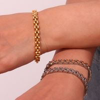 Basic Simple Style Classic Style Solid Color Stainless Steel Plating 18k Gold Plated Bracelets main image 2