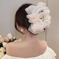 Elegant Korean Style Solid Color Bow Knot Rhinestone Gauze Hair Clip sku image 1
