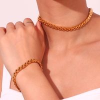 Einfacher Stil Klassischer Stil Geometrisch Rostfreier Stahl Überzug 18 Karat Vergoldet Armbänder Halskette main image 1