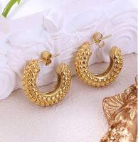 1 Pair Lady Simple Style C Shape Solid Color Plating Titanium Steel Gold Plated Ear Studs main image 1