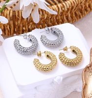 1 Pair Lady Simple Style C Shape Solid Color Plating Titanium Steel Gold Plated Ear Studs main image 2