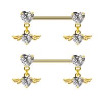 Elegant Beach Heart Shape Wings Copper Plating Inlay Zircon White Gold Plated Gold Plated Chest Ring main image 4