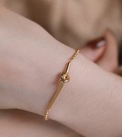Simple Style Knot Titanium Steel Gold Plated Bracelets In Bulk main image 1