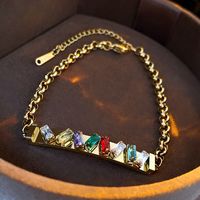 Sweet Colorful Rectangle Copper Inlay Zircon Bracelets sku image 5
