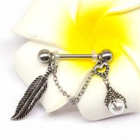 Hip-hop Punk Cool Style Feather Stainless Steel Imitation Pearl Copper Epoxy Plating Inlay Zircon White Gold Plated Chest Ring main image 3