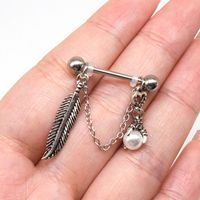 Hip-hop Punk Cool Style Feather Stainless Steel Imitation Pearl Copper Epoxy Plating Inlay Zircon White Gold Plated Chest Ring main image 1