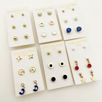1 Set French Style Sweet Simple Style Geometric Tassel Heart Shape Plating Inlay 304 Stainless Steel Natural Stone Pearl Zircon 14K Gold Plated Ear Studs main image 2