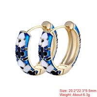 1 Pair Sweet Flower Enamel Plating Copper 18k Gold Plated Hoop Earrings sku image 26