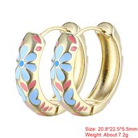 1 Pair Sweet Flower Enamel Plating Copper 18k Gold Plated Hoop Earrings sku image 17