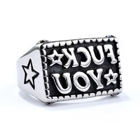 Punk Letter Star 304 Stainless Steel Men'S Wide Band Rings main image 4
