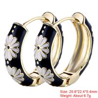 1 Pair Sweet Flower Enamel Plating Copper 18k Gold Plated Hoop Earrings sku image 25