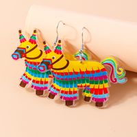 1 Pair Cute Modern Style Colorful Horse Zinc Alloy Drop Earrings main image 1