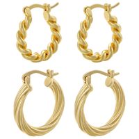 1 Pair Elegant Luxurious Simple Style Twist Plating Hollow Out Copper 18k Gold Plated Hoop Earrings main image 1