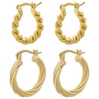 1 Pair Elegant Luxurious Simple Style Twist Plating Hollow Out Copper 18k Gold Plated Hoop Earrings main image 7