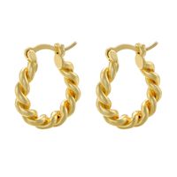 1 Pair Elegant Luxurious Simple Style Twist Plating Hollow Out Copper 18k Gold Plated Hoop Earrings sku image 1