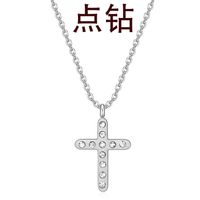 Punk Cool Style Cross Stainless Steel Titanium Steel Inlay Artificial Diamond Pendant Necklace sku image 2
