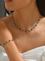 Großhandel Schmuck Einfacher Stil Runden Legierung Strasssteine Inlay Armbänder Halskette main image 1