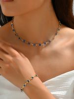 Wholesale Jewelry Simple Style Round Alloy Rhinestones Inlay Bracelets Necklace sku image 1