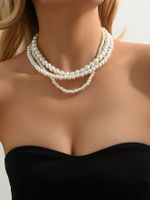Elegant Solid Color Imitation Pearl Women's Necklace sku image 1