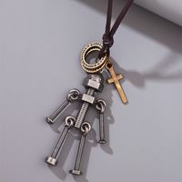Hip-hop Feather Alloy Leather Rope Plating Silver Plated Men's Necklace sku image 1