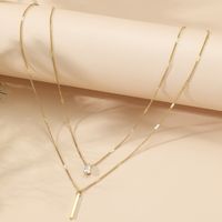 Elegant Lady Letter Lock Titanium Steel Polishing Plating Inlay Rhinestones 18k Gold Plated Layered Necklaces sku image 1