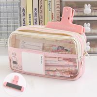 Three-layer Large Capacity Transparent Pencil Case Wholesale Girls Junior High School And Elementary School Students Pencil Box Simple Stationery Box Storage Bag sku image 9