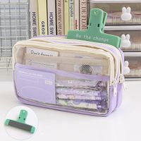 Three-layer Large Capacity Transparent Pencil Case Wholesale Girls Junior High School And Elementary School Students Pencil Box Simple Stationery Box Storage Bag sku image 11