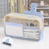 Three-layer Large Capacity Transparent Pencil Case Wholesale Girls Junior High School And Elementary School Students Pencil Box Simple Stationery Box Storage Bag sku image 12