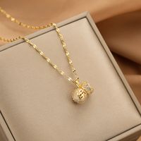 Wholesale Glam Simple Style Solid Color 304 Stainless Steel Copper Plating Inlay 18K Gold Plated Acrylic Glass Zircon Pendant Necklace sku image 40