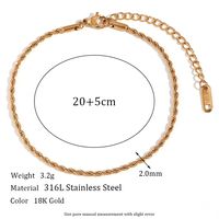 Classic Style Solid Color Stainless Steel Plating 18k Gold Plated Women's Anklet main image 5