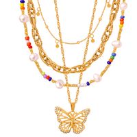 Barocker Stil Ferien Pendeln Geometrisch Schmetterling Titan Stahl Überzug 18 Karat Vergoldet Armbänder Halskette main image 7