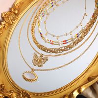 Barocker Stil Ferien Pendeln Geometrisch Schmetterling Titan Stahl Überzug 18 Karat Vergoldet Armbänder Halskette main image 3