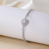 Copper Rhodium Plated Sweet Simple Style Commute Plating Inlay Water Droplets Zircon Bracelets Earrings main image 4